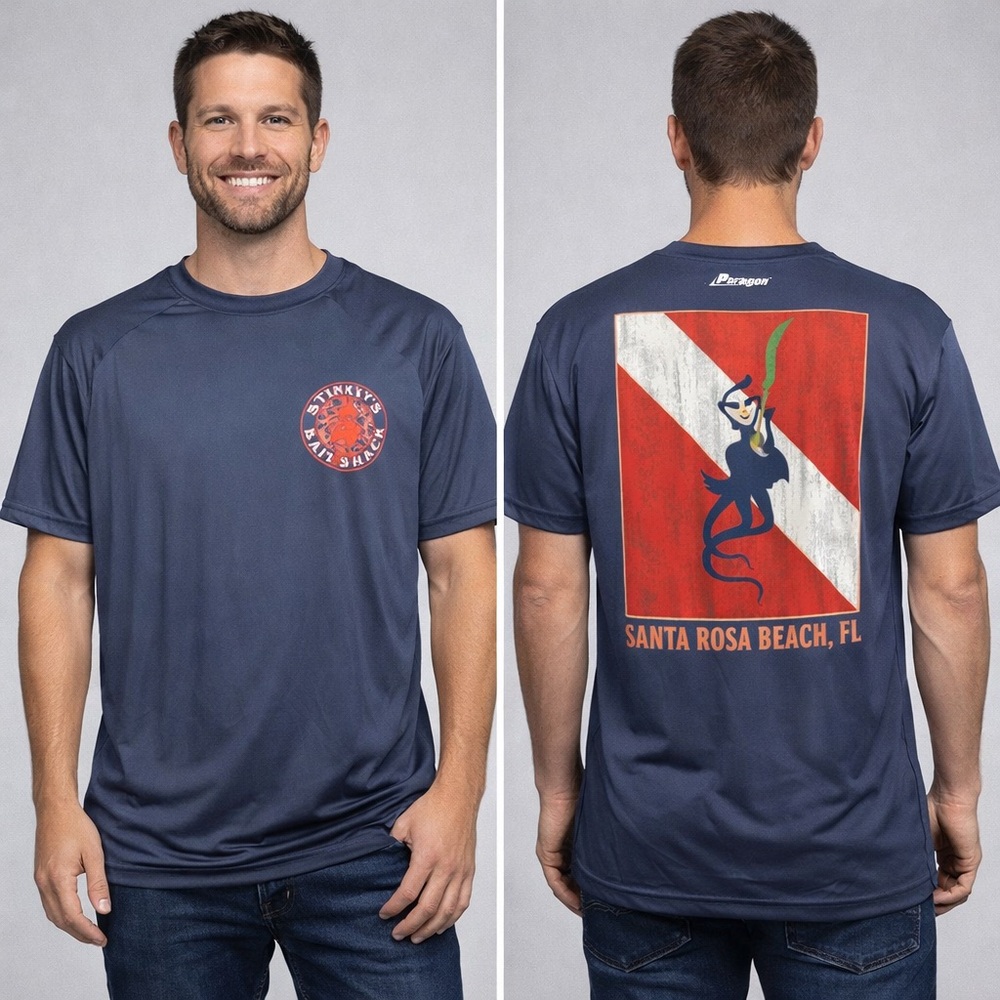 Paragon Performance Graphic T-Shirt Stinky’s Bait Shack Navy M ARK